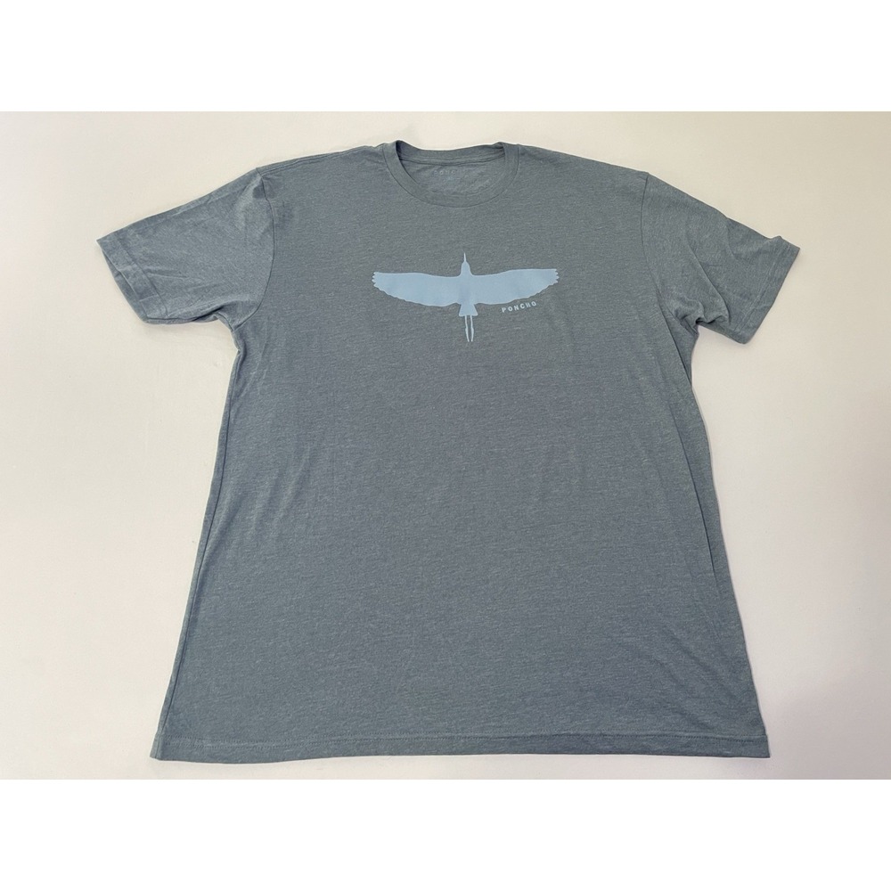 Poncho Outdoors T Shirt Gray/Blue Sandhill Glider Graphic Short Sleeve Mens XL